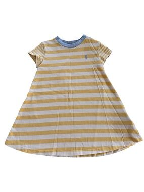 Ralph Lauren Baby Girl Yellow & White Striped Cotton Dress | 18M | Summer Outfit
